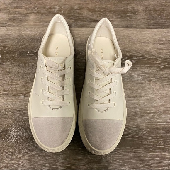 Via Spiga | Sybil Leather Cap Toe Sneakers Size 6.5 NEW Milk - Picture 4 of 11